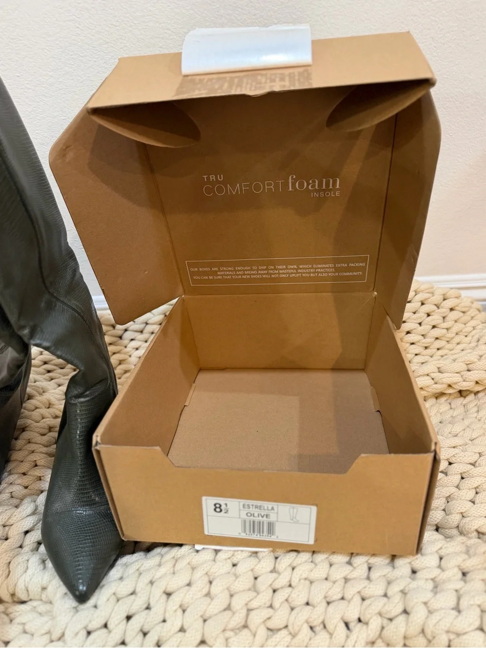 Journee collection Estrella tall boot Olive Textured Knee-High Pointed-Toe Boots